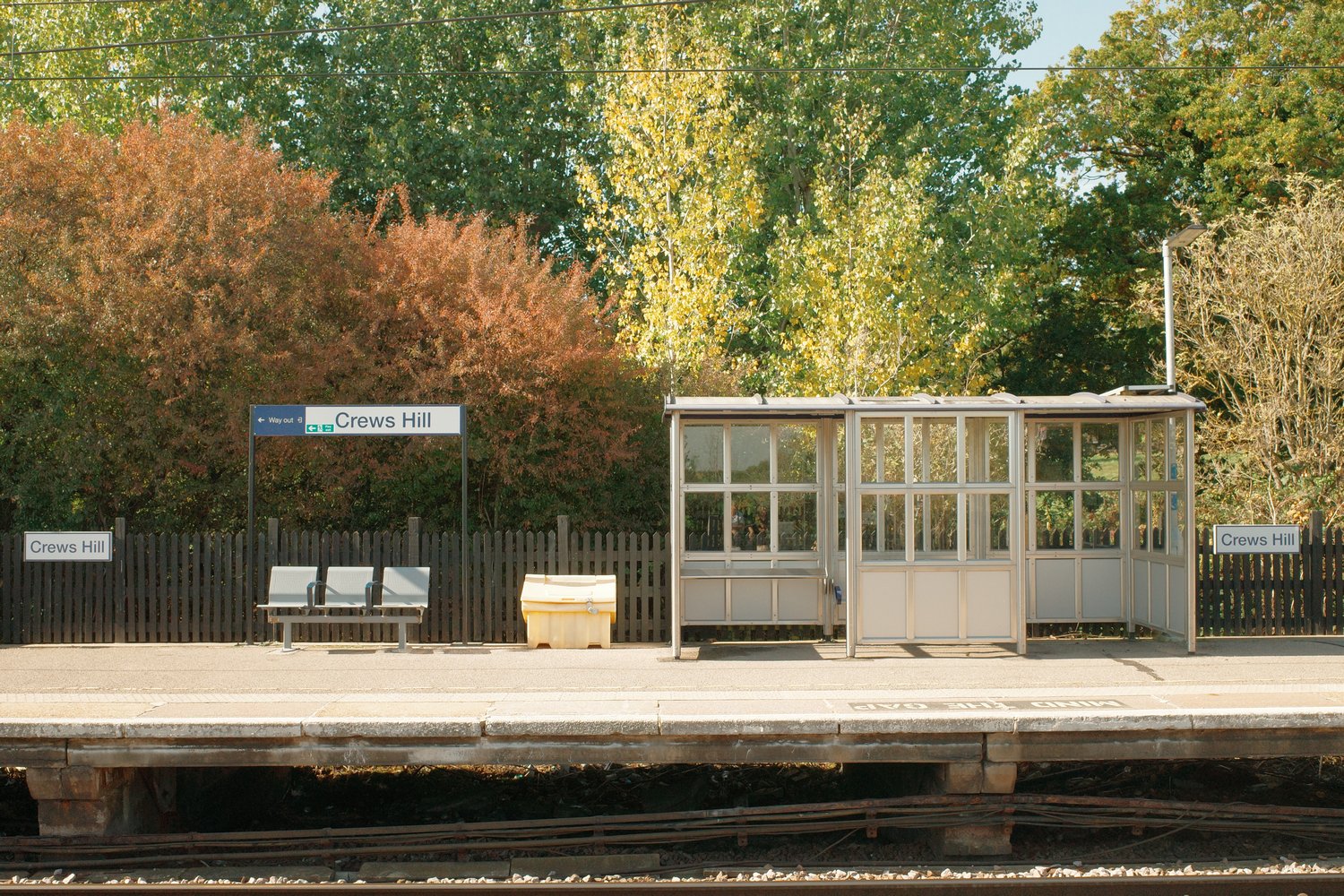 Platform at Crews Hill station