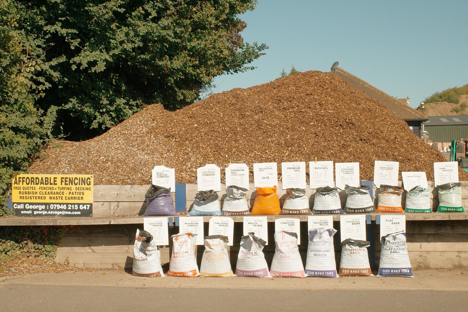 Large pile of wood bark for planting
